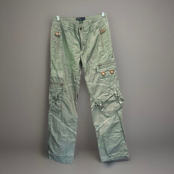 Boston Proper Y2K 90s Kim Possible Army Green Baggy Utility Cargo Pants Size 2 - Picture 2 of 13